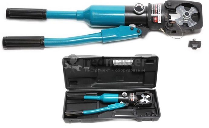 Инструмент гидравлический обжимной для кабелей 12т(ход штока-18мм, сечение 14-150мм2, адаптеры-14,22,38,60,70,80,100,150мм), в кейсе Forsage F-Y150