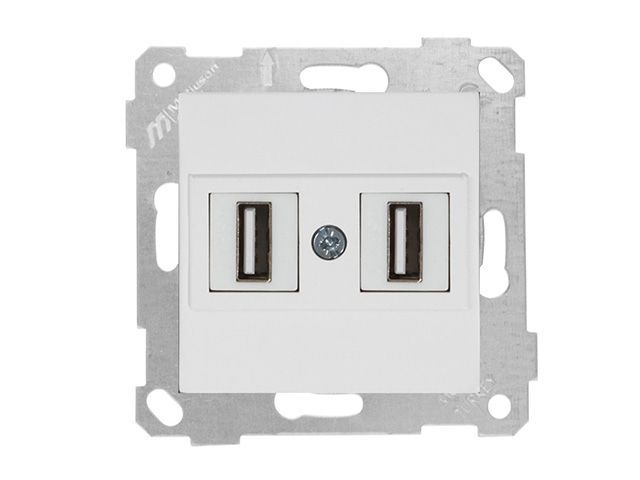 Розетка компьютерная 2хUSB (скрытая, без рамки) белая (не для зарядки) RITA, (2xUSB 2.0 для передачи данных, 480Mps, 60Mb/sec) MUTLUSAN 22004560101