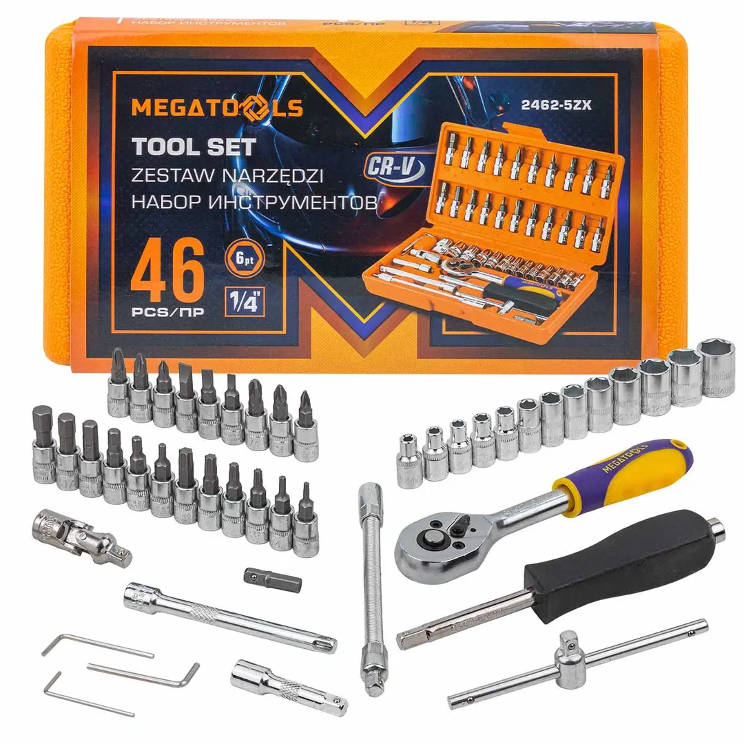 Набор инструментов 46пр, 1/4" ( 6гр.)  MEGATOOLS MT-2462-5ZX