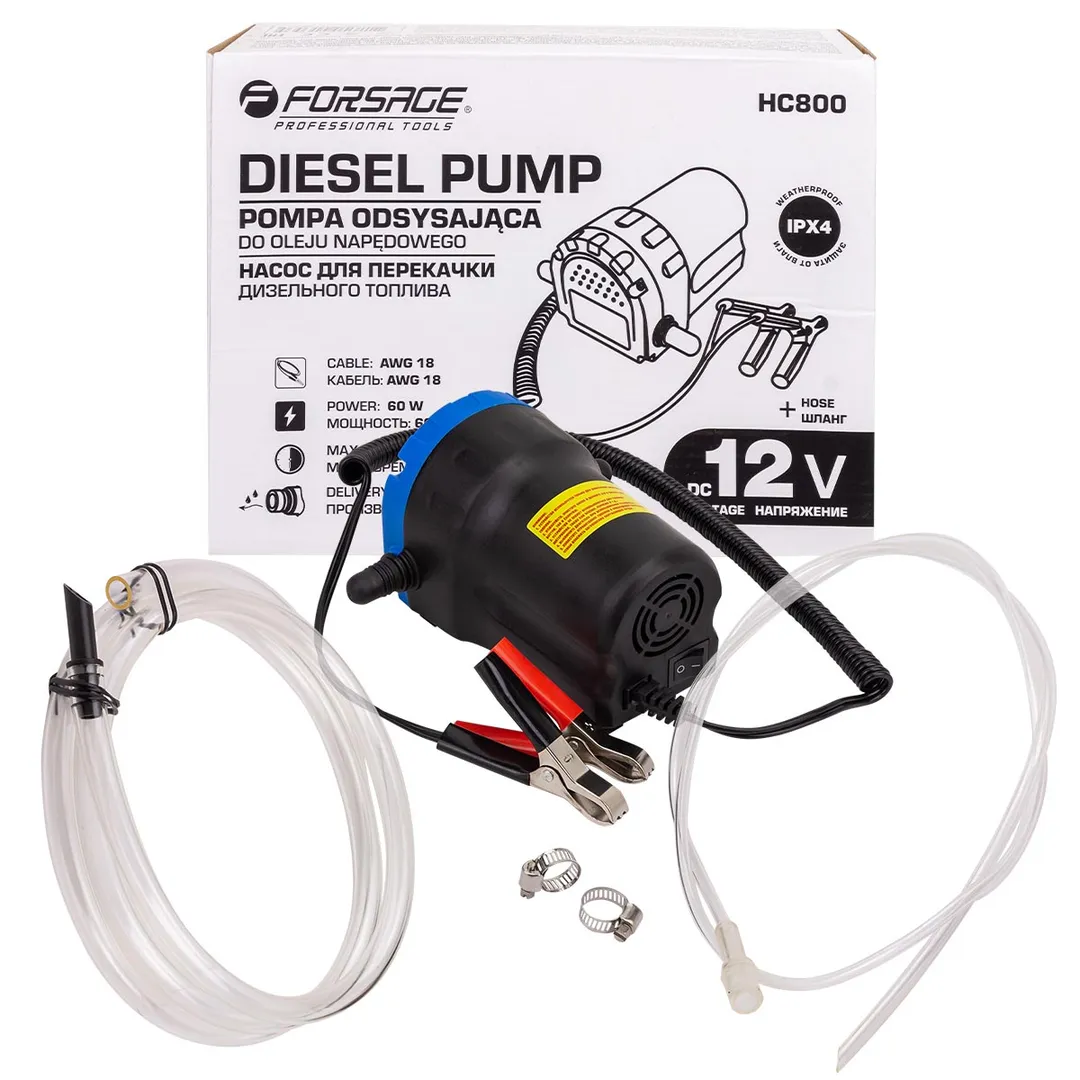 Насос для перекачки дизельного топлива(12V, 60W, 70dB, max t работы-30мин, 0.2-1.5 л/мин)  ...Forsage F-HC800