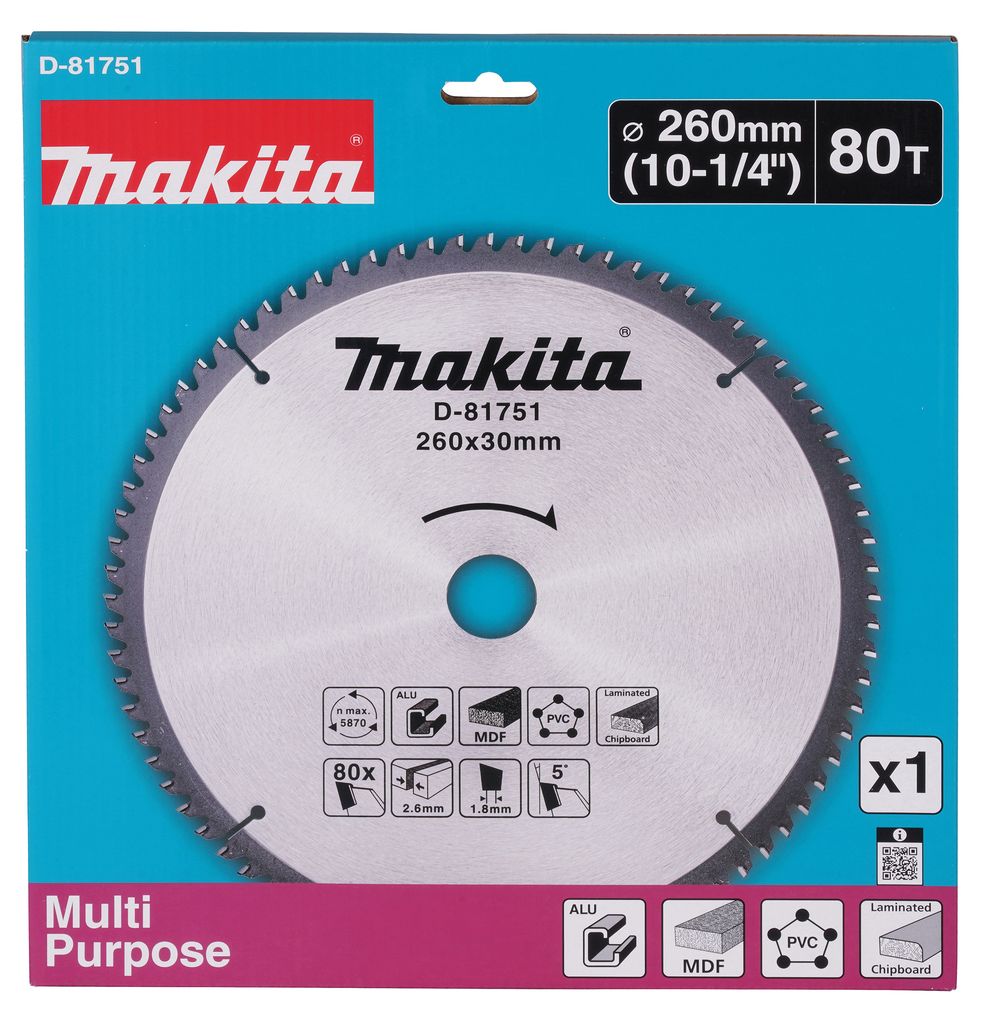 Пильный диск 260х2,6х30 мм Z80 "Multi Purpose" MAKITA D-81751