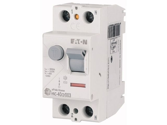Устройство защитного отключения HNC-40/2/003, 2P, 40A, 6кA, 30мA, тип АC, 2M,  ...EATON 194691