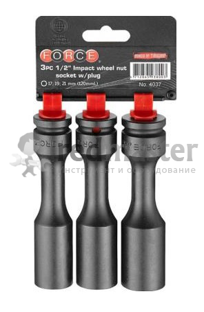 Набор ударных головок 1/2", 6гр, 3пр (17-21мм) Force 4037