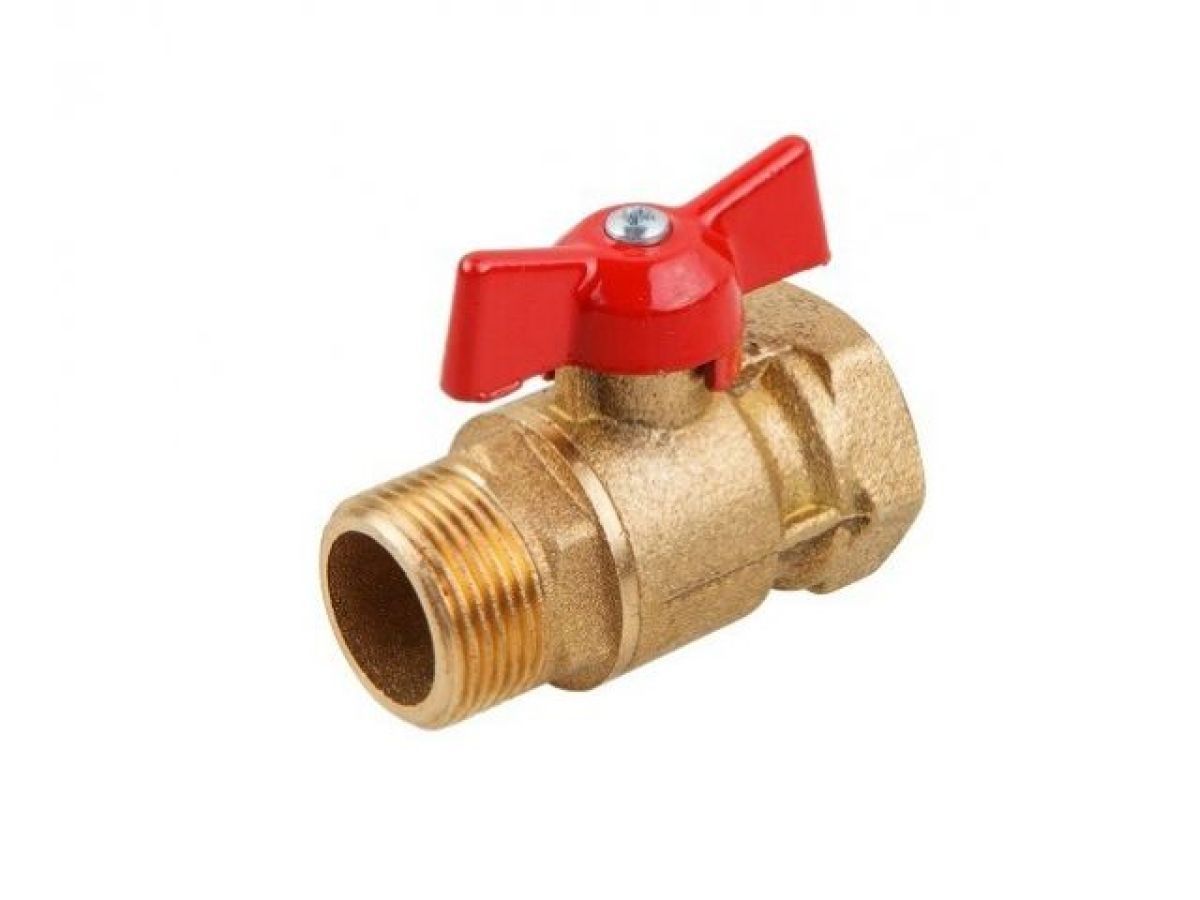 Кран шаровый 1/2"х3/4 стандарт вн.-нар. ручка-бабочка PN1.6 МПа, 11Б27п7 Цветлит ZW10063