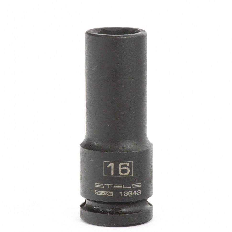 Головка ударная удлиненная шестигранная, 16 mm, 1/2", CrMo Stels 13943