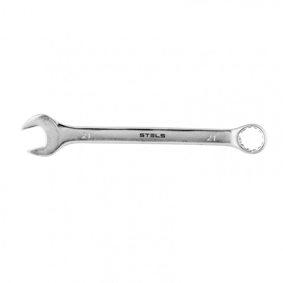 Ключ комбинированный, 21 mm, CrV, матовый хром  Stels 15225