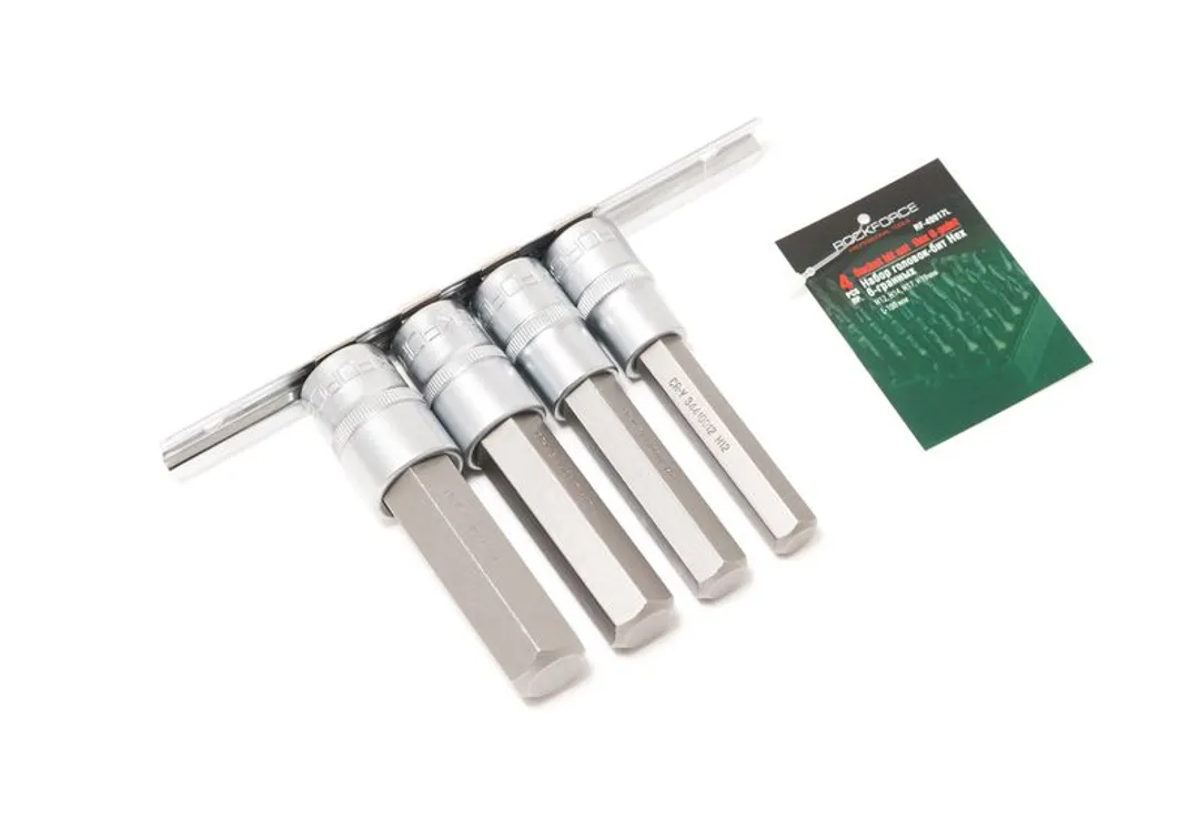 Набор головок-бит Hex 1/2", 4 пр, Н12-Н19, на планке Rock FORCE RF-40917L