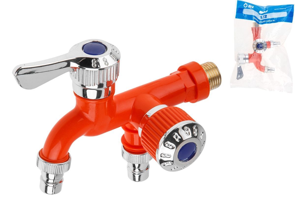 Кран пластиковый садовый 1/2" нар., (для 5 к.с.) AV Engineering AVZAP-P18