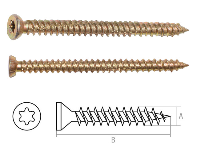 Шуруп по бетону 7.5х152 mm желтый цинк, T30 (70 шт)  STARFIX SMC3-99195-70