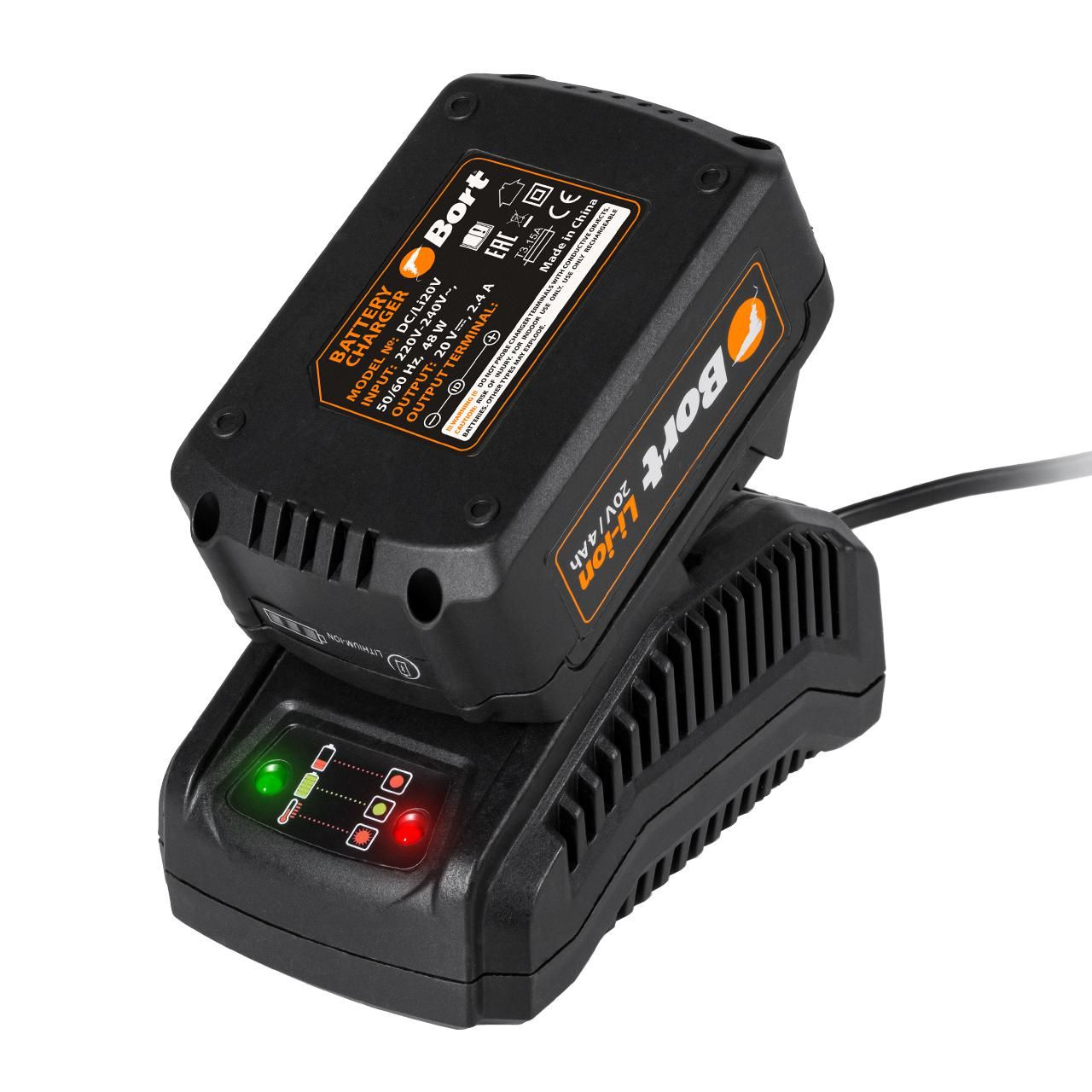 Углошлифмашина аккумуляторная , 20В, 125мм, 7000 об.мин,  2АКБ 4,0 А/ч, Bort BWS-20Li-SR