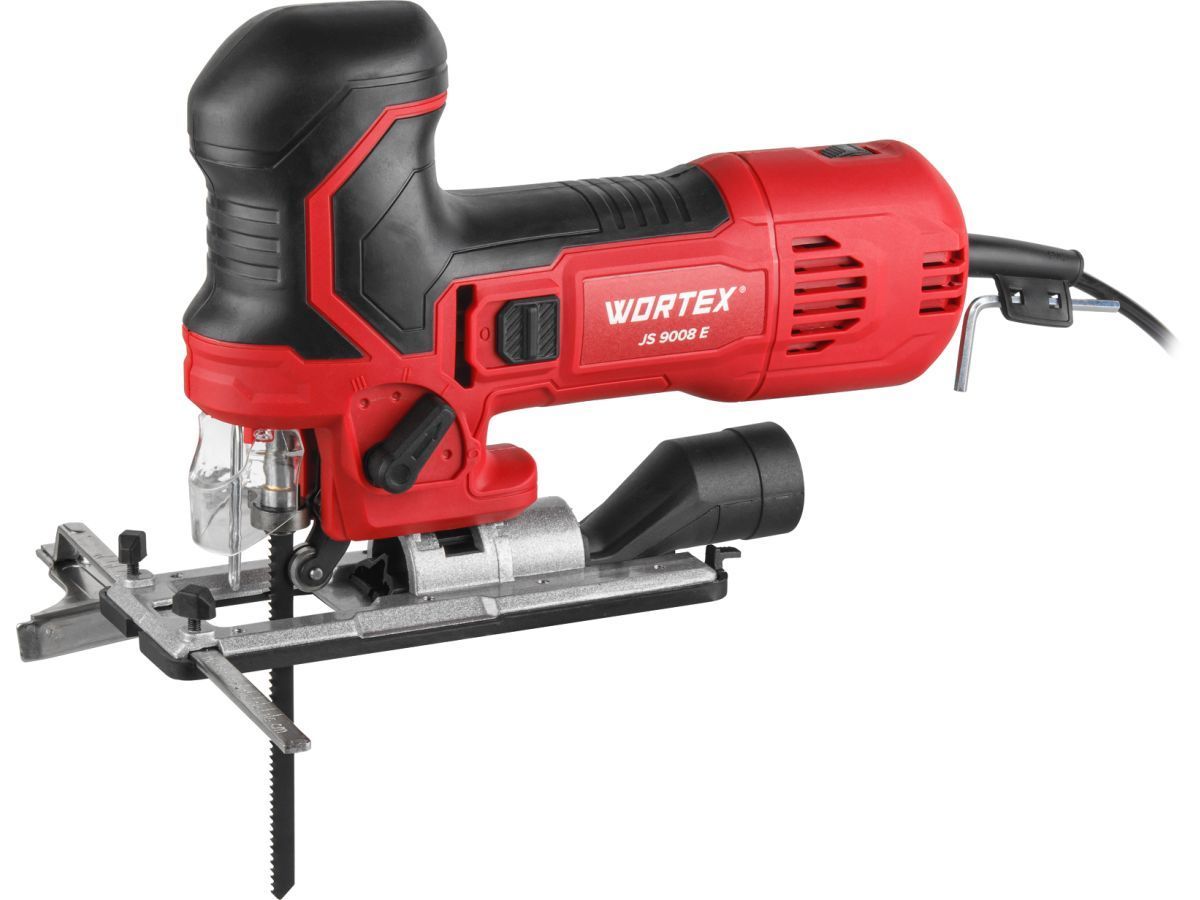 Лобзик электрический JS 9008 E в кор. 750 Вт, 800-3000 ход/мин, пропил до 90 мм, грибов. рук. (грибов. рукоятка, литая подошва, маятн. ход, подсветка, сдув опилок, 22 мм ход, дерево/сталь/алюм.,  WORTEX 1335988