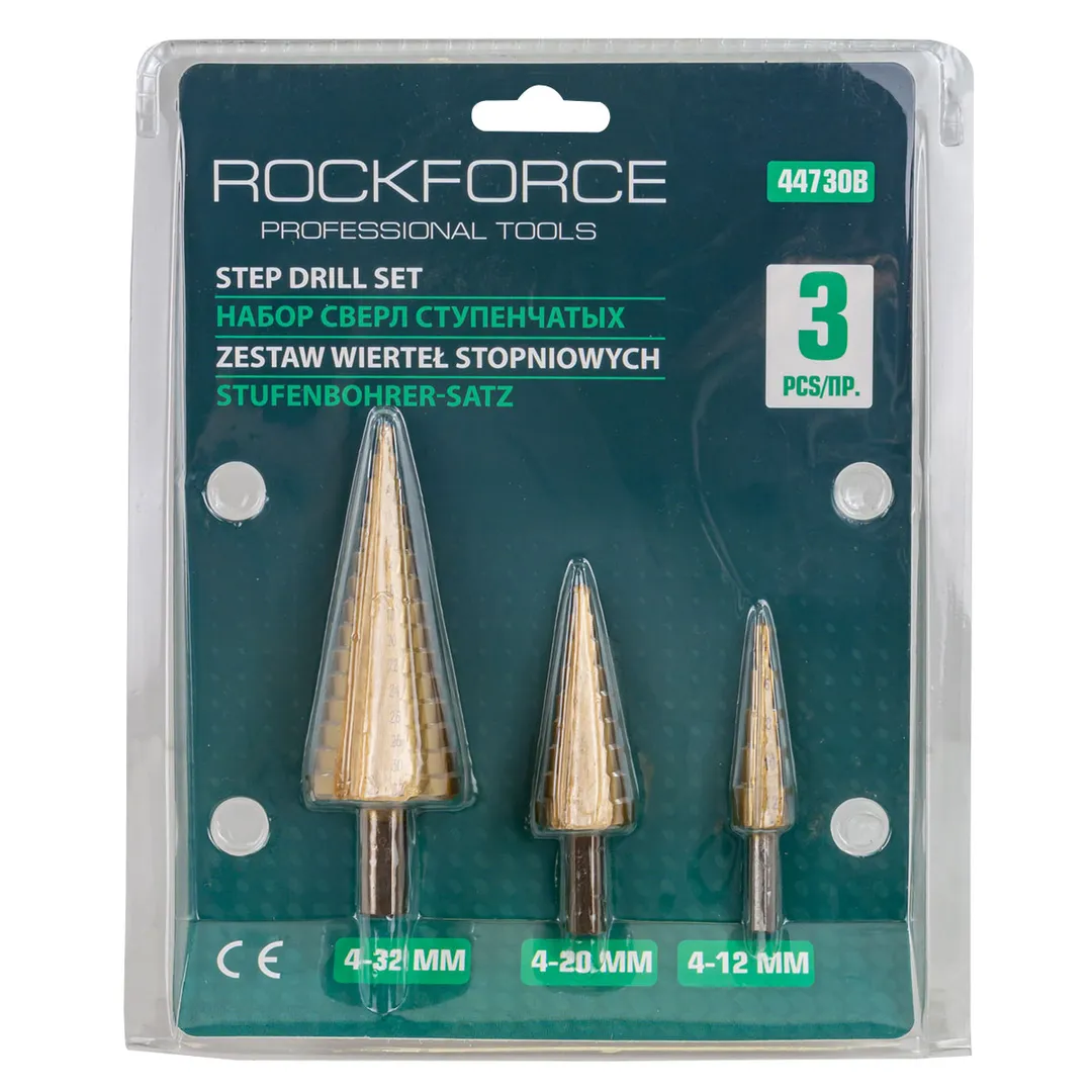 Набор сверл ступенчатых 4-32мм,  Rock FORCE RF-44730B