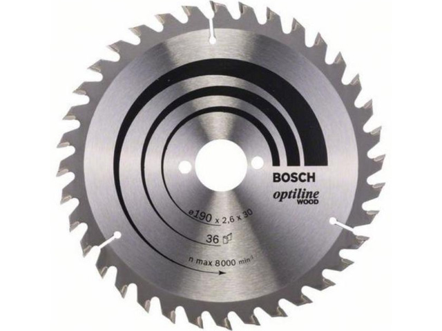 Диск пильный 190х30 mm 36 зуб. по дереву OPTILINE  (твердоспл. зуб)  ...BOSCH 2608640616