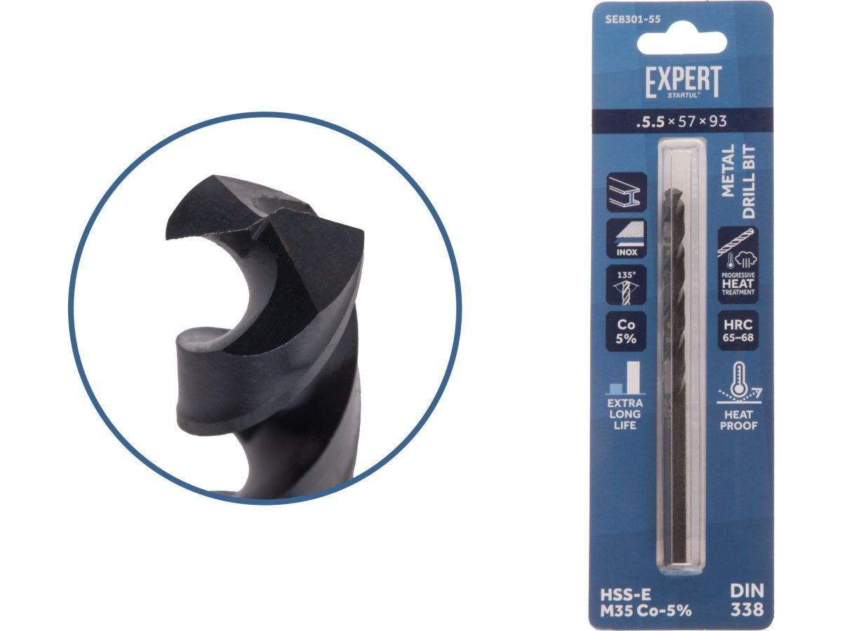 Сверло по металлу ц/х 5.5х57х93 мм HSS-Co Black EXPERT (кобальт 5%) STARTUL SE8301-55