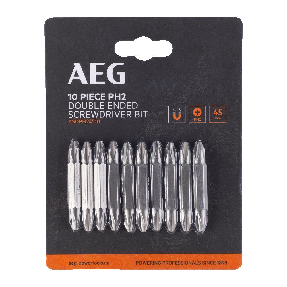 Набор бит двухсторонние РН2, 45 мм AEG ASDPH24510 (10 шт)