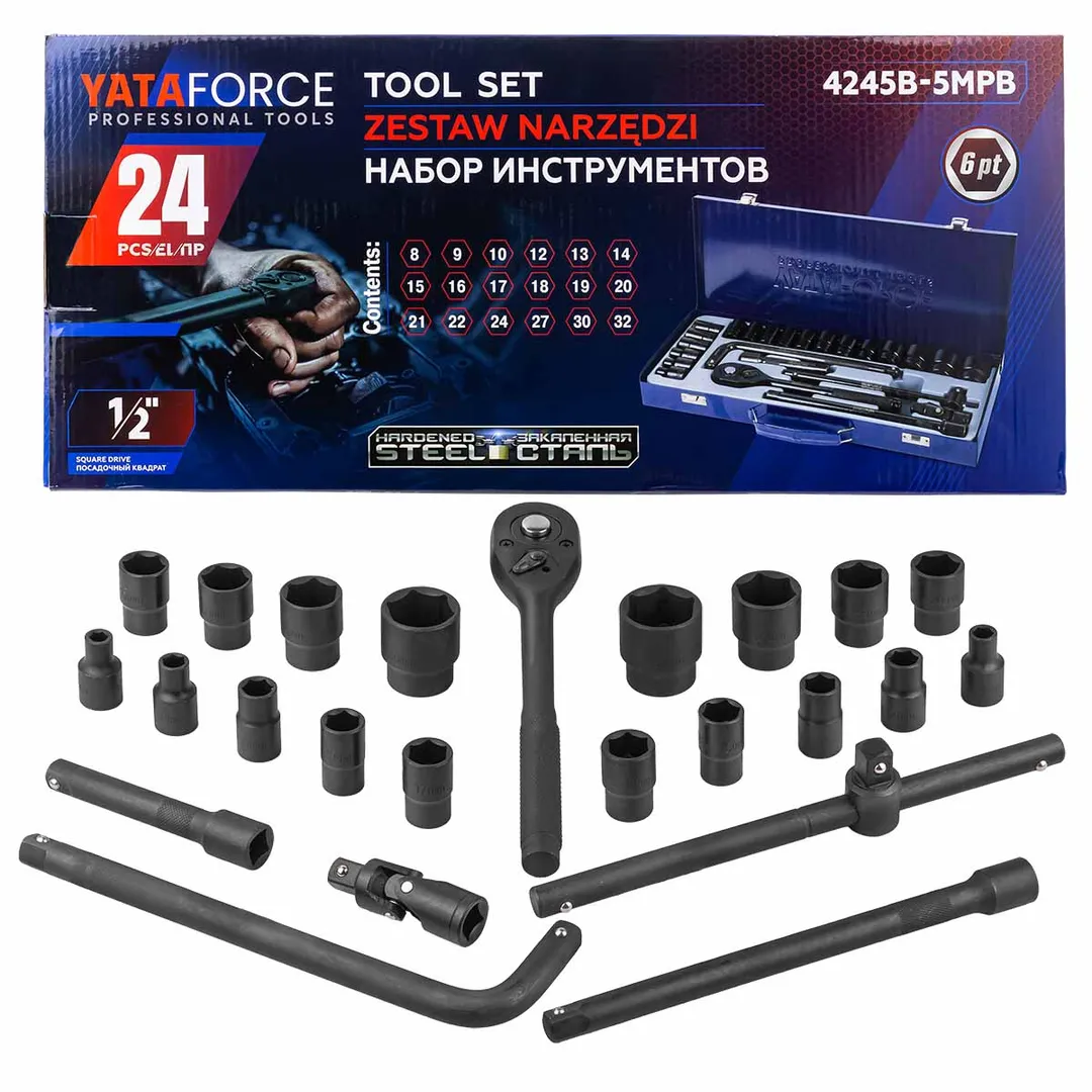 Набор инструментов 24пр. 1/2" (6гр.) YATAFORCE YF-4245B-5MPB