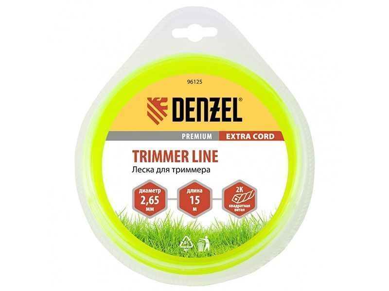 Леска для триммера двухкомпонентная квадрат 2.65mm 15 м EXTRA CORD DENZEL 96125