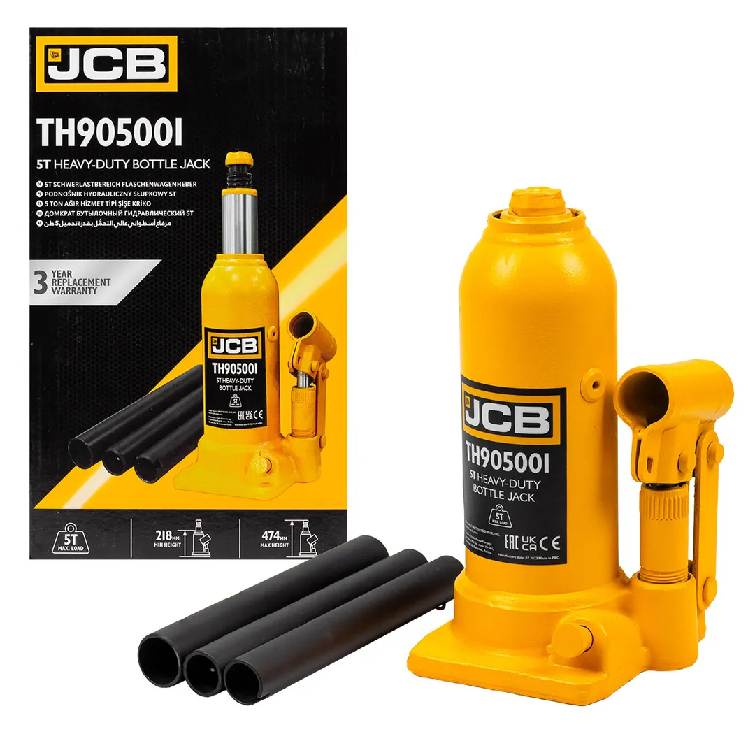Домкрат бутылочный 5т (h min 218мм, h max 474мм) JCB JCB-TH905001