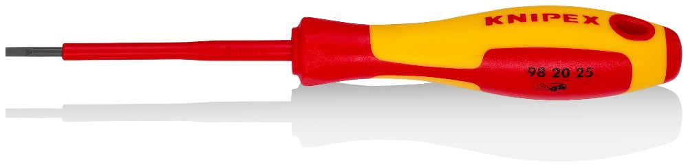 Отвертка SL2.5x0.4 шлицевая VDE 1000V, длина стержня 75 мм, L-177 мм   ...KNIPEX 982025