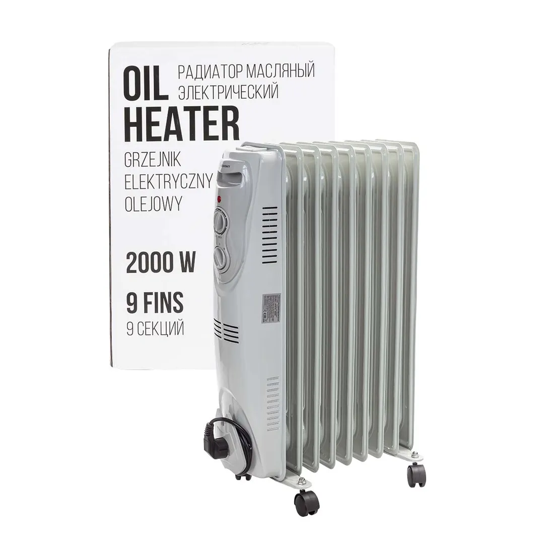 Радиатор масляный электрический (220-240V, 2000W, 9 секций, 3 режима нагрева) FORCEKRAFT FK-YL-B08-9