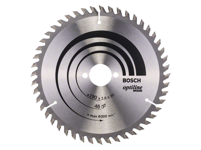 Диск пильный по дереву, 190х30 мм, 48 зуб., OPTILINE WOOD,  BOSCH 2608640617
