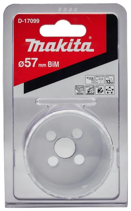 Коронка по дереву 57 мм (BiM/резьба 5/8") MAKITA D-17099
