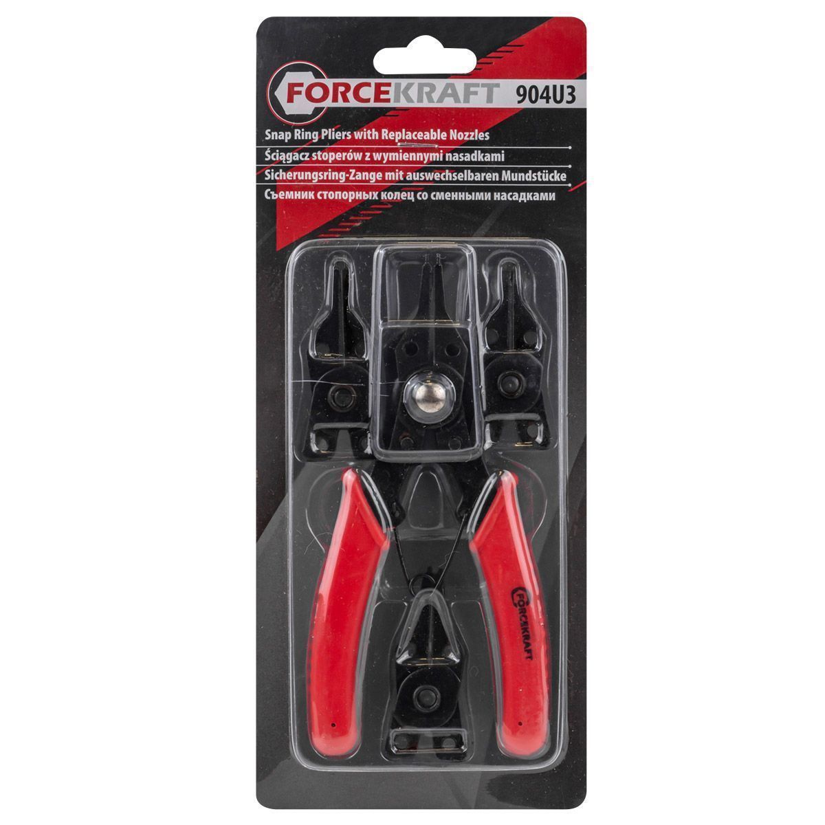 Щипцы для стопорных колец со сменными губками  FORCEKRAFT FK-904U3