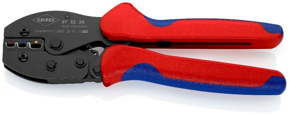 Пресс-клещи KNIPEX PreciForce®, кол-во гнёзд: 3, 0.5 - 6.0 мм (20 -10 AWG), L-220 мм, чёрные, 2-комп KNIPEX 975236