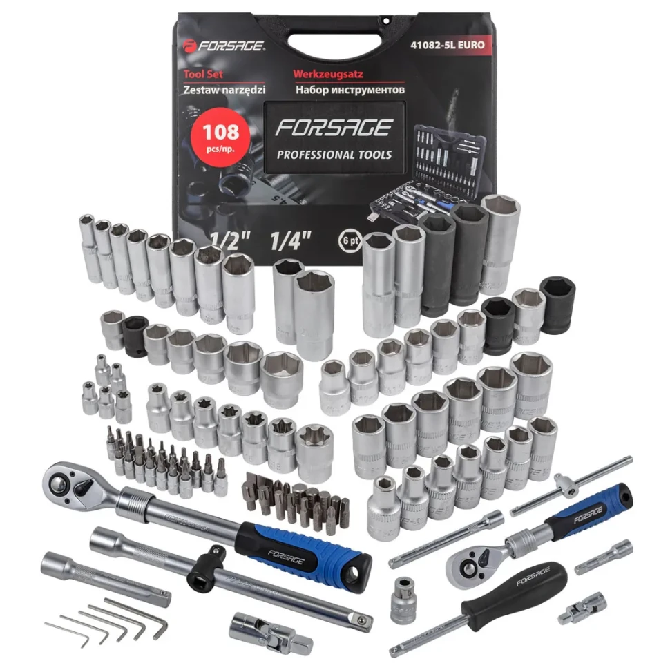 Набор инструментов 108пр.1/4''&1/2''(6гр.)(4-32мм)  Forsage F-41082-5LEuro