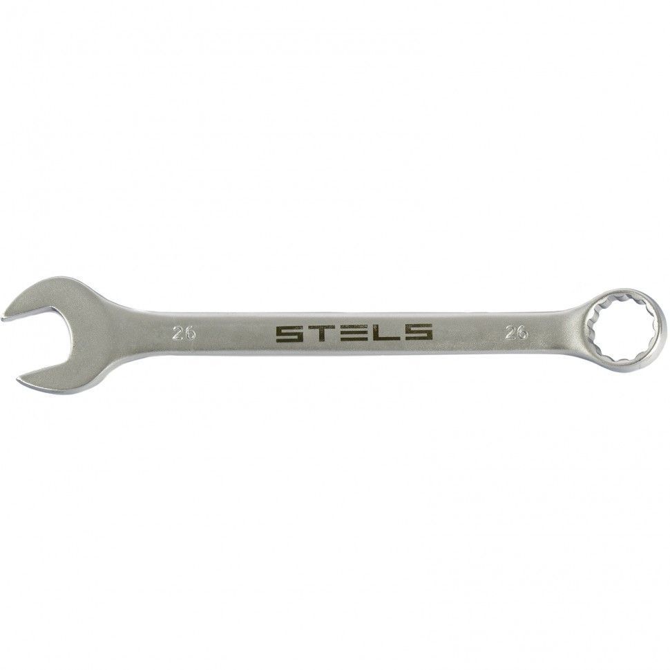 Ключ комбинированный, 26 mm, CrV, матовый хром  Stels 15228