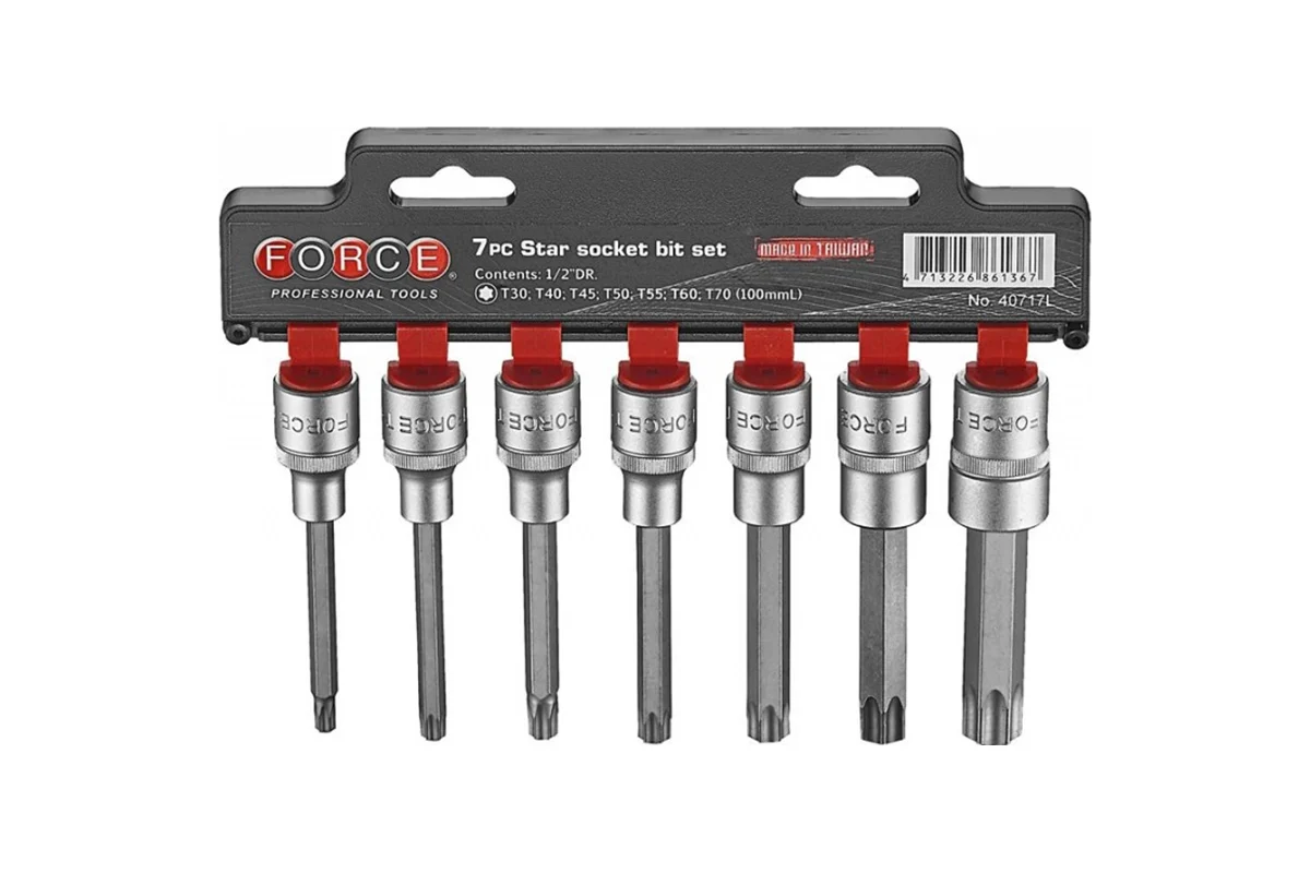 1/2 Набор головок-бит Torx (T20-T55), L=100мм, 7пр. FORCE Force 40717L