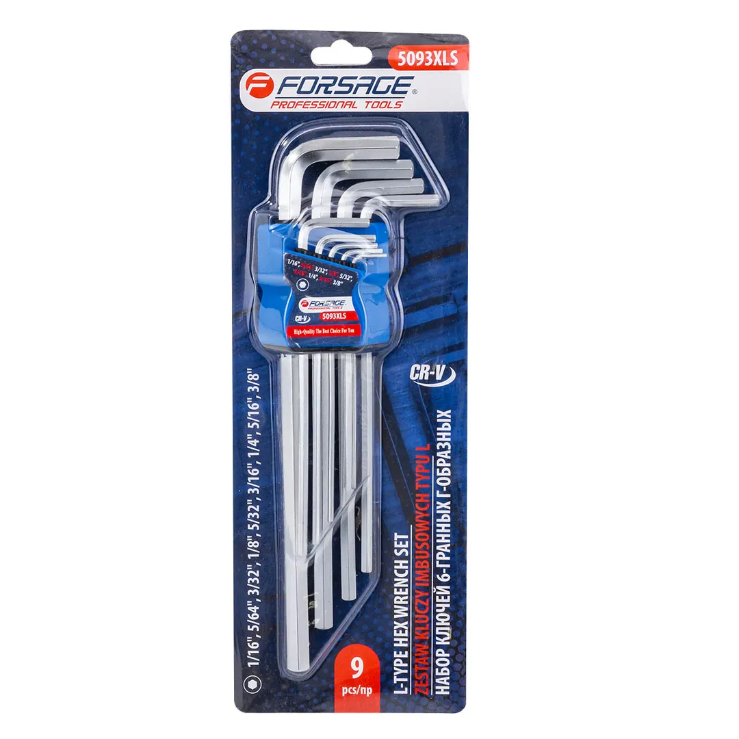 Набор ключей шестигранных 1/16"-3/8", 9пр. Forsage F-5093XLS