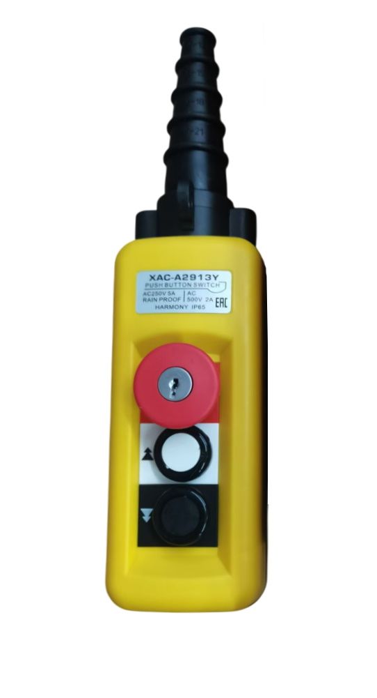 Пульт управления XAC-A2913Y для тали (2 кнопки, 2 скорости, ключ-марка, стоп, IP65, 380В), шт TOR 1049278