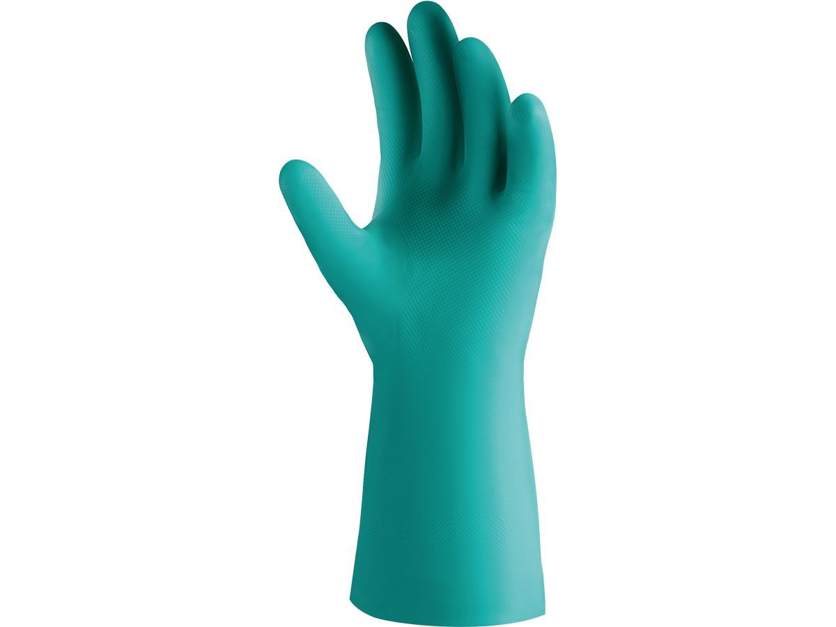 Перчатки К80 Щ40 нитриловые Atom Oil защитные промышленные, р-р 11/XXL, зеленые, JetaSafety (с хлопковым напылением) JETA SAFETY JN-711-XXL