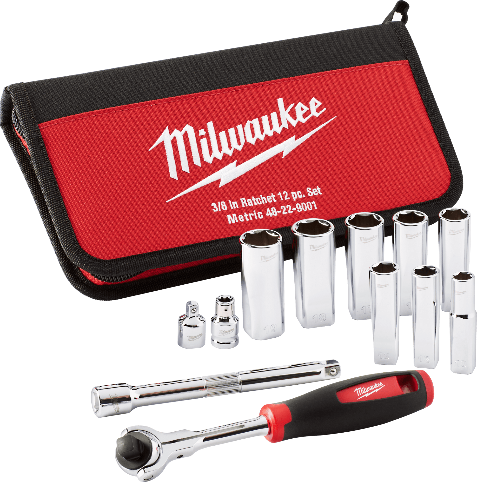 Набор__Торцовые головки 3/8" с трещеткой (12 шт) в сумке, MILWAUKEE 48229001