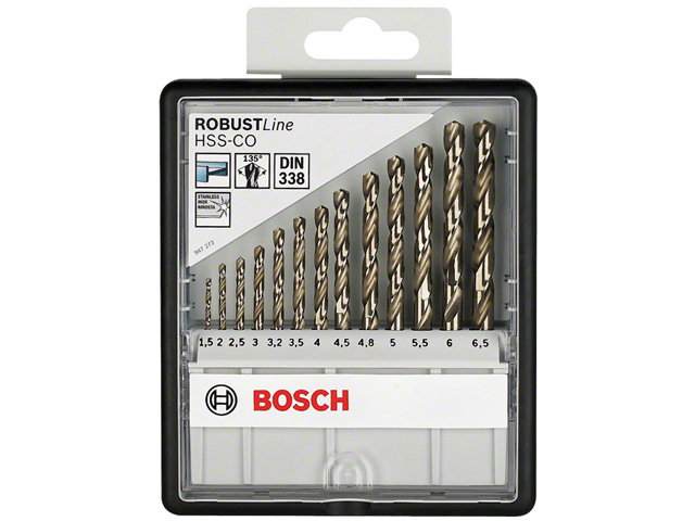 Набор сверл по металлу Robust Line HSS-Co 1,5-6,5мм, 13шт, BOSCH 2607019926