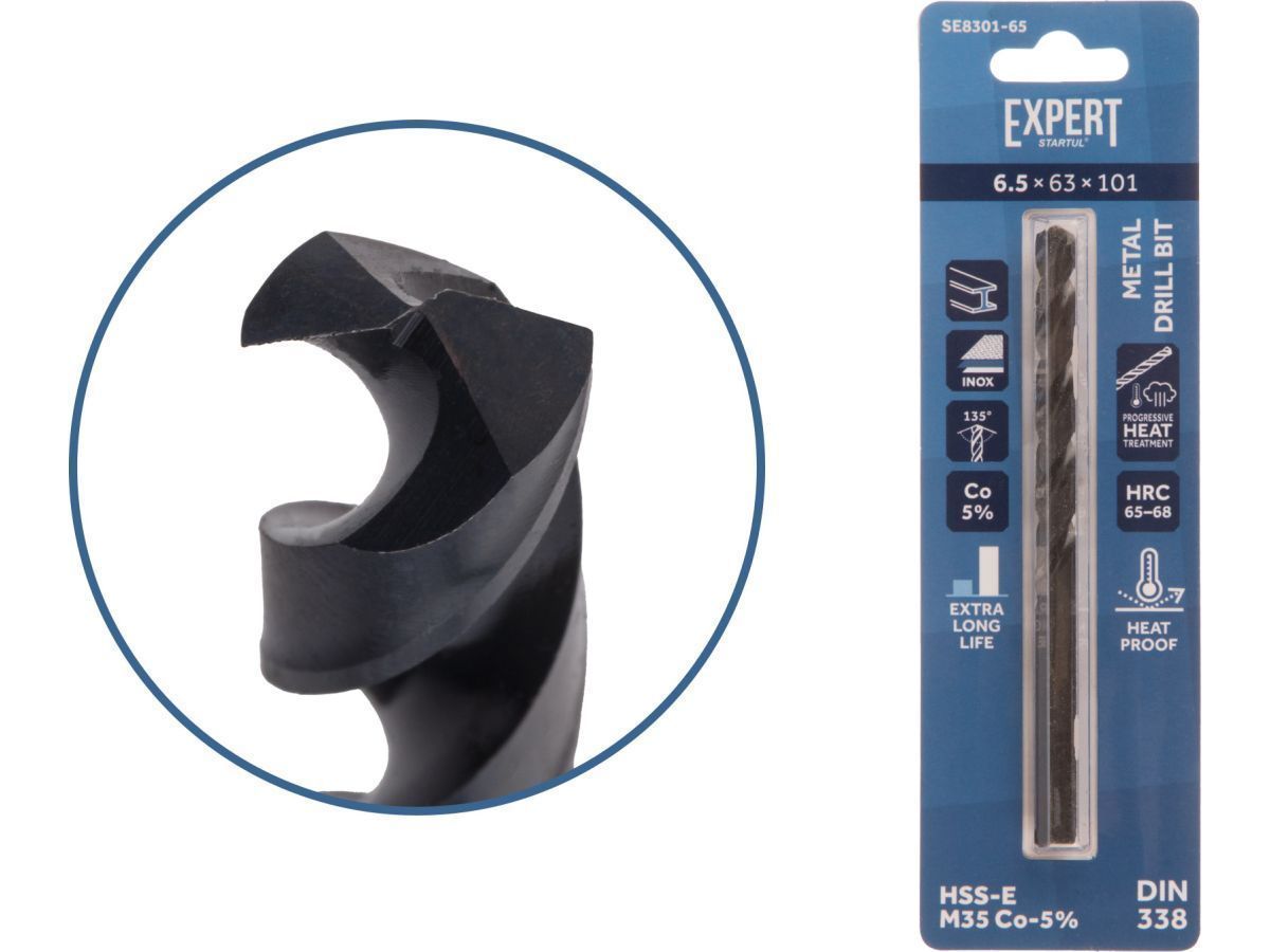 Сверло по металлу ц/х 6.5х63х101 мм HSS-Co Black EXPERT (кобальт 5%)  STARTUL SE8301-65