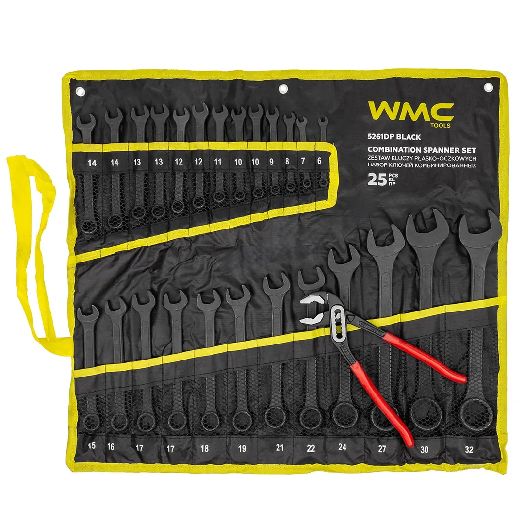 Набор ключей комбинированных и рожковых 25пр. WMC TOOLS WMC-5261DP+1 BLACK