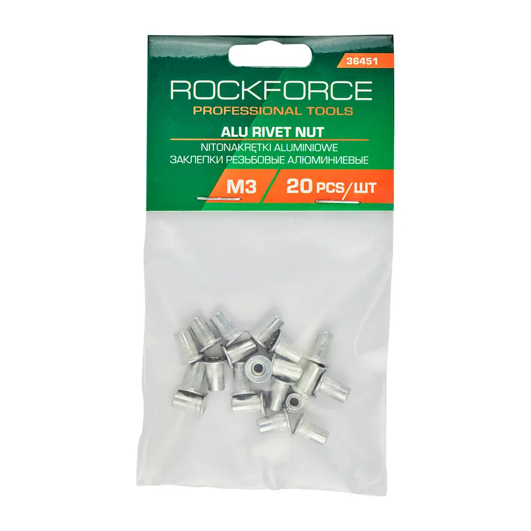 Заклепки резьбовые алюминиевые М3 (20шт./к-т) RockFORCE Rock FORCE RF-36451