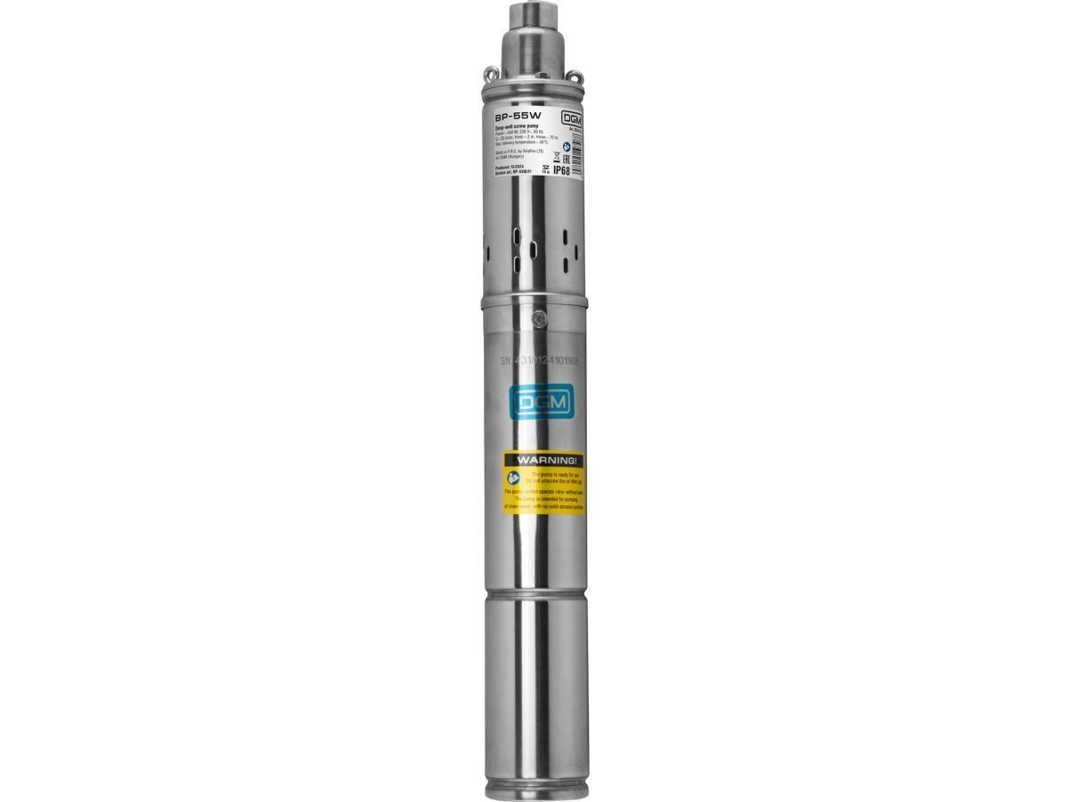 Насос скважинный винтовой BP-55W (550 Вт, 25 л/мин (1,5 м3/ч), 70 м выс. напора, винтовой, диам. корп. 3"/ 7,62 см) DGM DG4310-2
