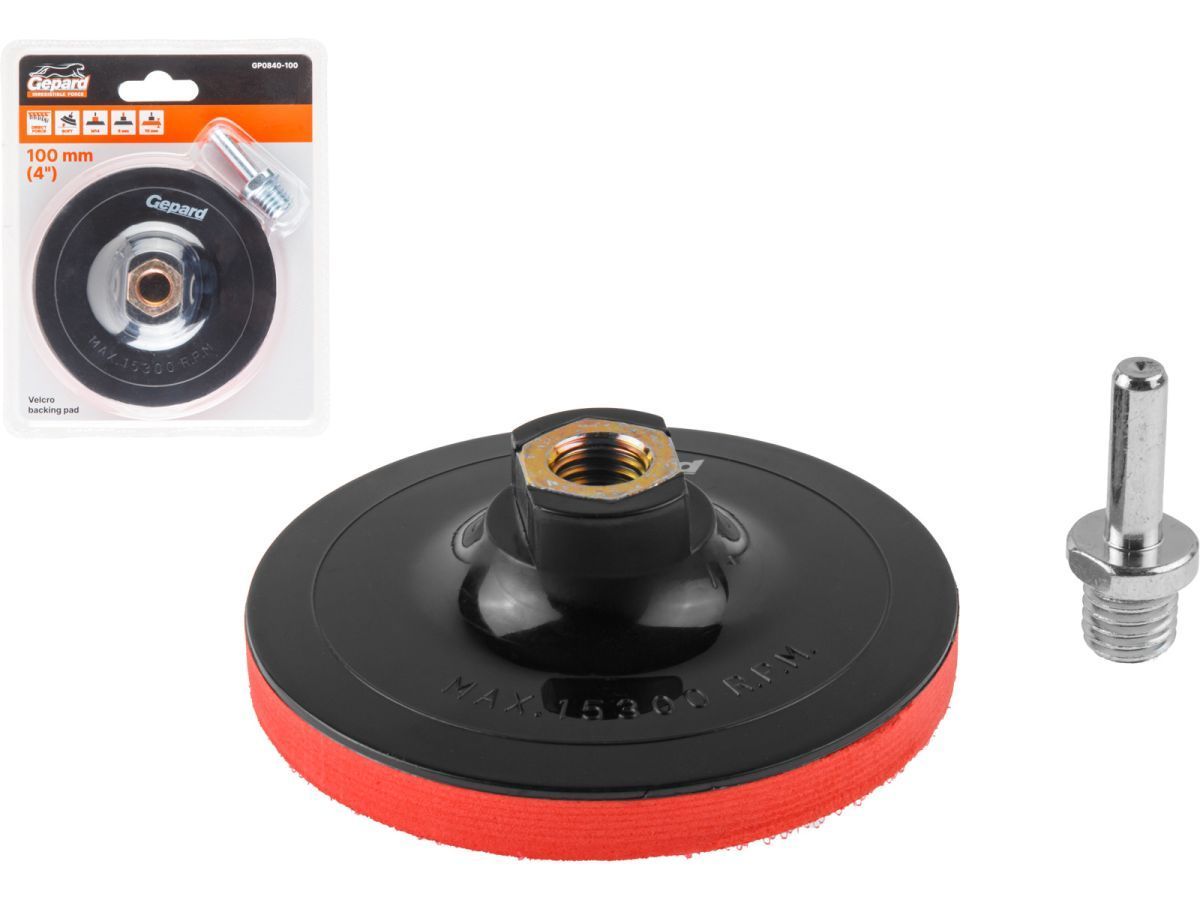 Держатель для АГШК (черепашка) мягк. 100мм 8мм/М14 (GP0840-100) (шлифтарелка опорная с липучкой, для дрели и УШМ, мягкая) GEPARD GP0840-100