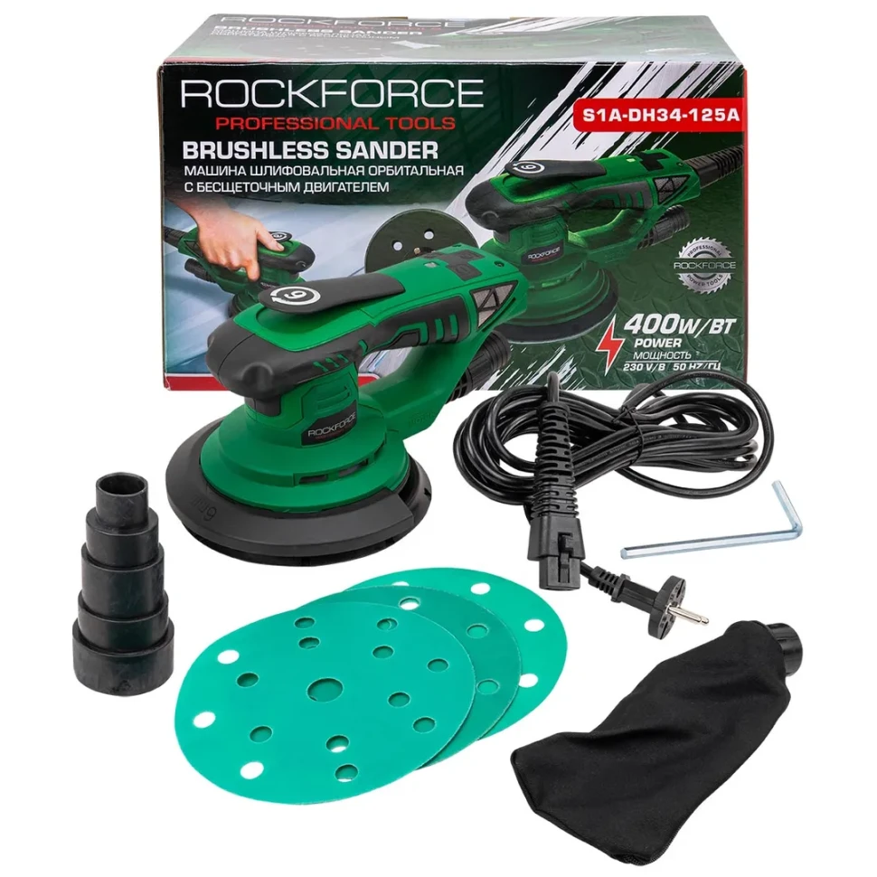 Машина шлифовальная орбитальная с бесщеточным двигателем 400Вт RockFORCE RF-S1A-DH34-125A