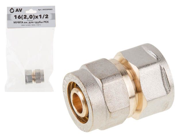 Муфта 16(2.0)х1/2" вн. для трубы PEX  AV Engineering AVE309003