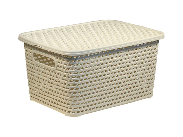 Ящик для хранения с крышкой РОТАНГ 280х185х126mm (белый)  IDEA М2372
