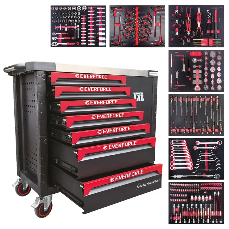 Тележка инструментальная 7-и полочная с набором инструментов 289пр EVERFORCE EF-55312