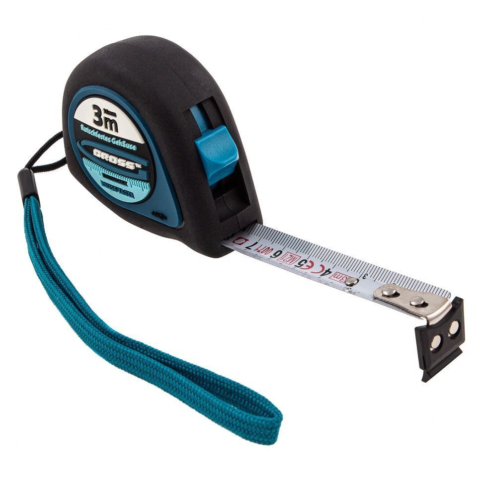 Рулетка "Ergonomisch", 3 м x 16 мм, магнитный обрезиненный зацеп Gross 31101