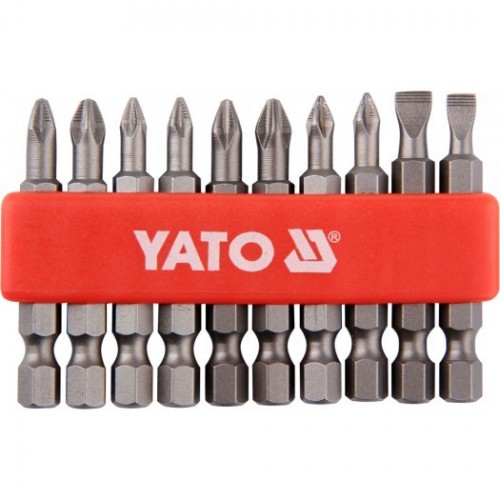 Биты в наборе 1/4"х50mm (10шт) S2 HRC58-62 YATO YT-0483