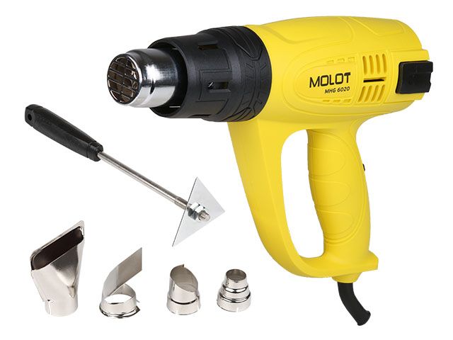 Термовоздуходувка 2000Вт, 60-600°C, в кор. + набор сопл  Molot MHG602000011