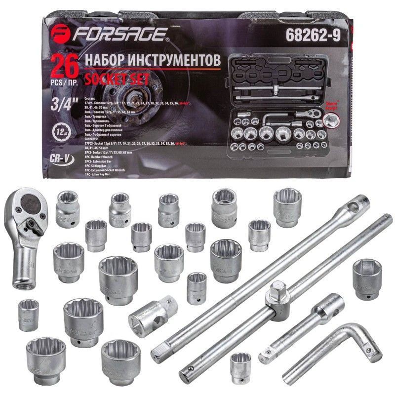 Набор инструментов 26пр. 3/4" (12гр.)  Forsage F-68262-9