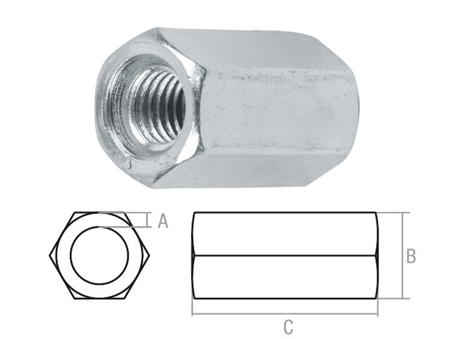 Гайка М14 удлиняющая, цинк (260 шт в коробе) STARFIX SM-86967-260